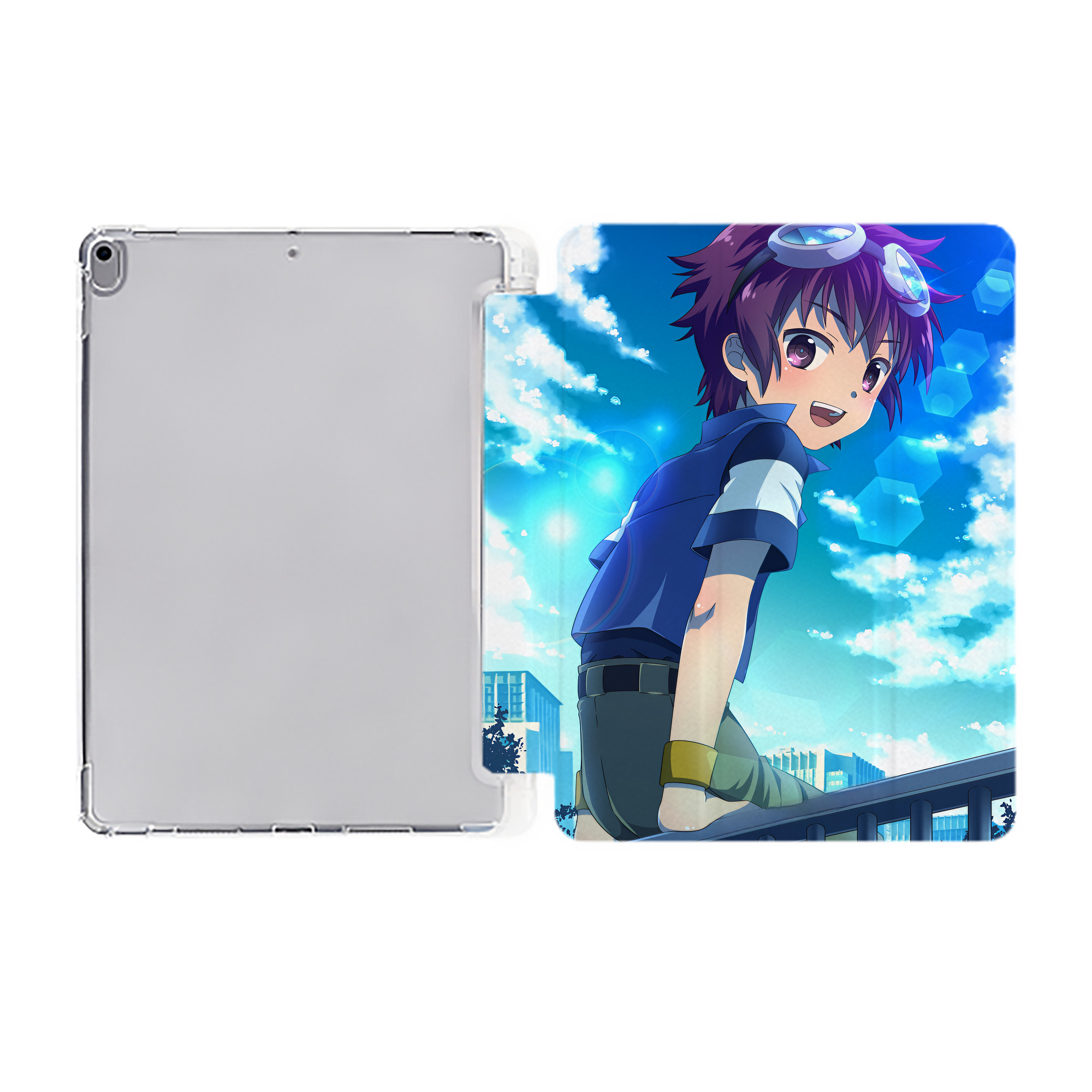 （画像用） Digimon デジタルモンスター/デジモン IPad ケース ペン収納付き 三つ折りスタンド PUレザー×シリコン 対応機種9.5/10.5/10.9インチ
